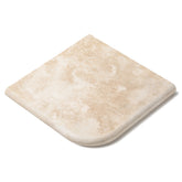 Margelle travertin Light 1er choix 45x45x3cm Angle exterieur Vieilli Deco and pro