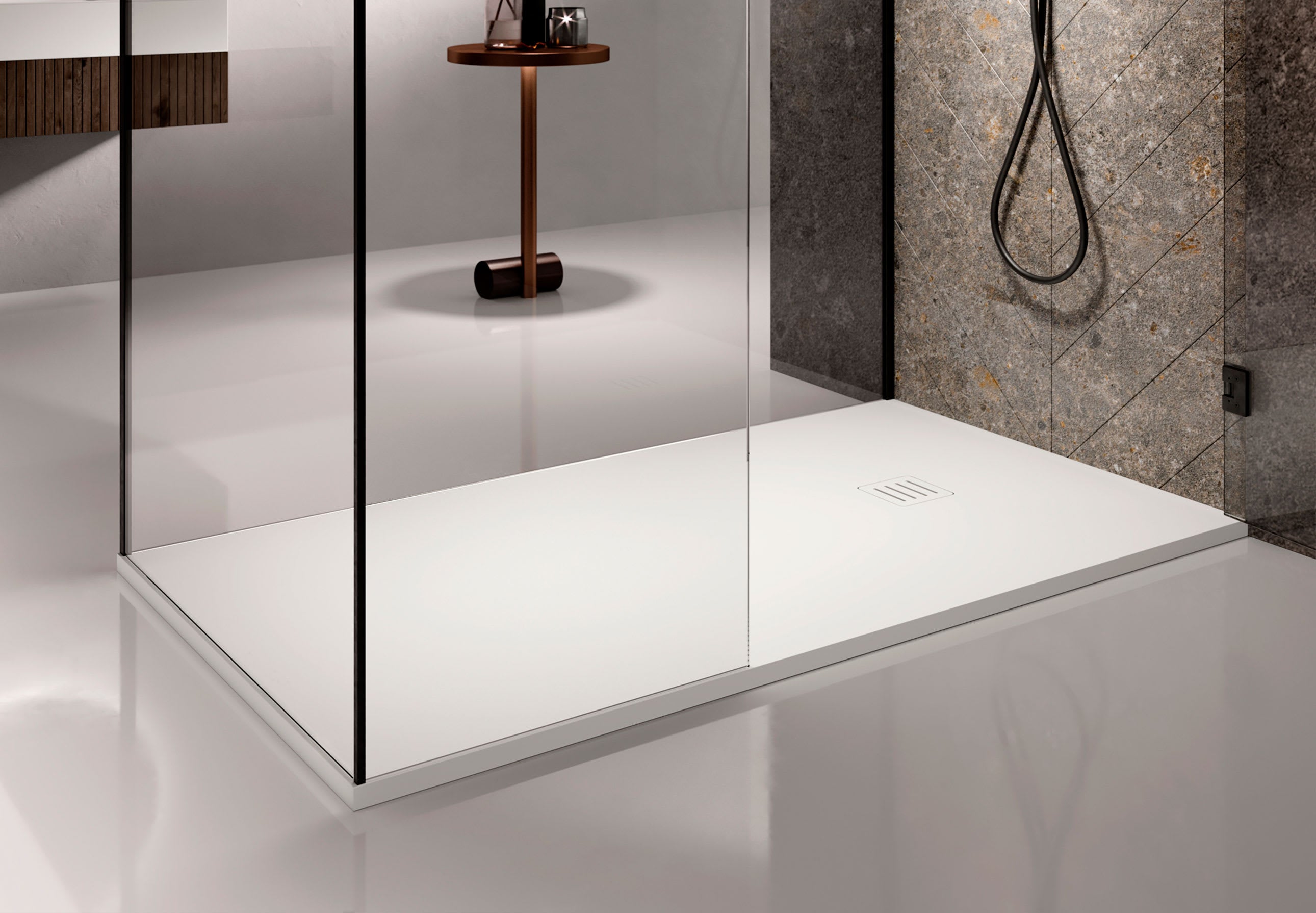 Receveur de Douche en Résine avec Panneaux Assortis | Antidérapant, Découpable et Finition RAL