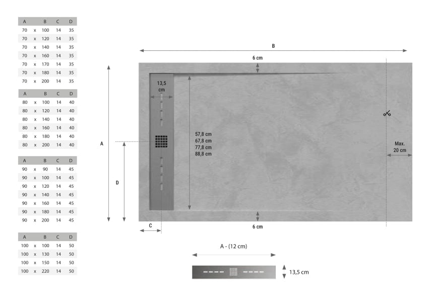 Receveur de douche en Corian - CORVU Hydronatur